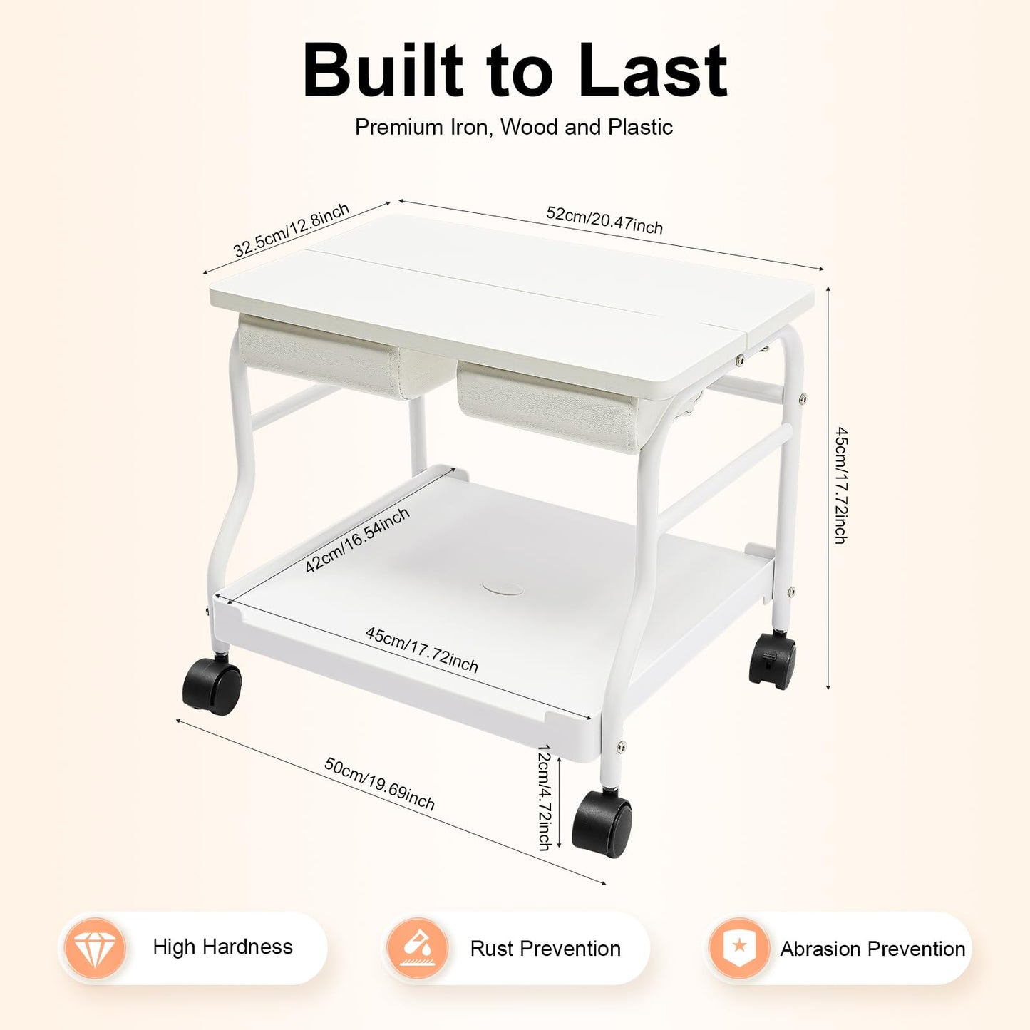 Beauty Salon Nail Or Foot Bath Spa Portable Trolley, Portable Pedicure Footrest Stool Cart for Salon Nail Foot Bath Spa
