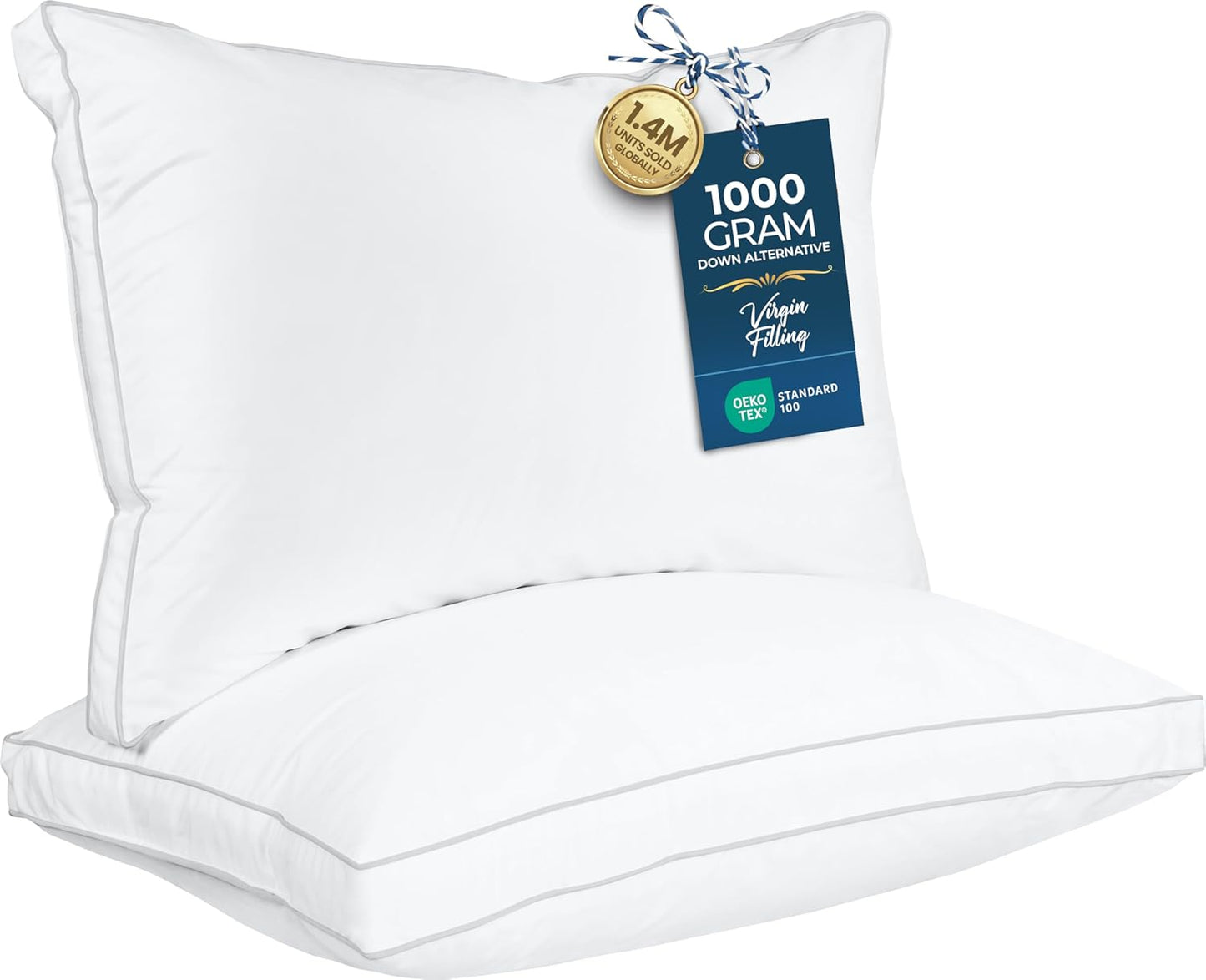Utopia Bedding Down Alternative Pillows - Soft & Fluffy Queen Size Set of 2 | Cooling Gusseted Design for All Sleepers