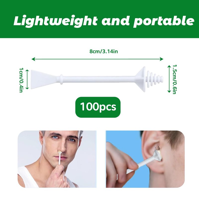 100 Pcs nose wax sticks,A stick with two heads,nose hair wax sticks,Nose Hair Wax Applicator Stick for Nostril Nasal Cleaning Ear Hair Removal (wax-free)