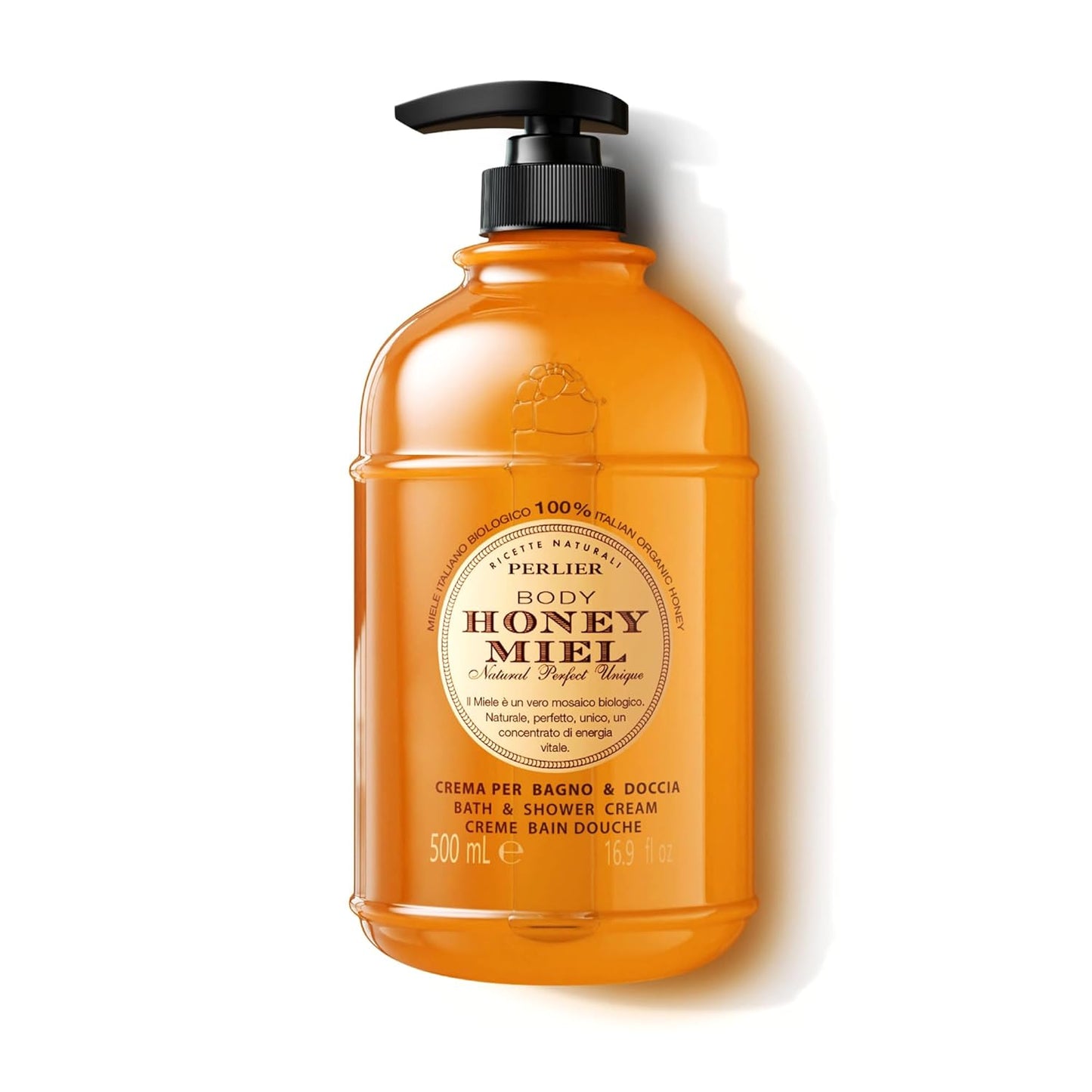Perlier Honey Bath Cream - Nourishing Moisturizing Body Wash | 16.9 Fl Oz, 500 ml for Silky Soft Skin