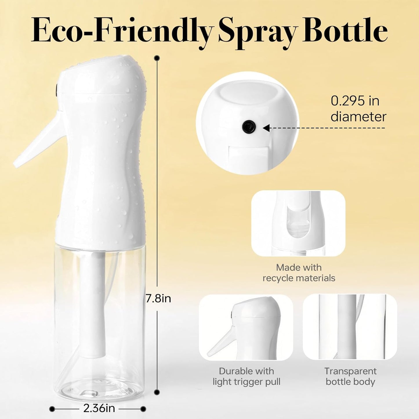 Continuous Spray Bottles for Hair | Ultra Fine Mister for Hair Styling, Plants & Skin Care - 200ml Clear (Set of 3)