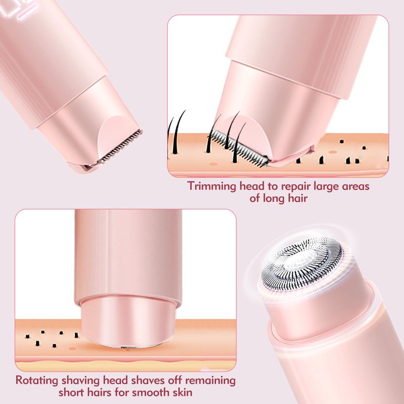 Bikini Trimmer for Women, 2 in 1 Electric Razor for Women Body Underarm Pubic Hair, Rechargeable LED Display Electric Trimmer