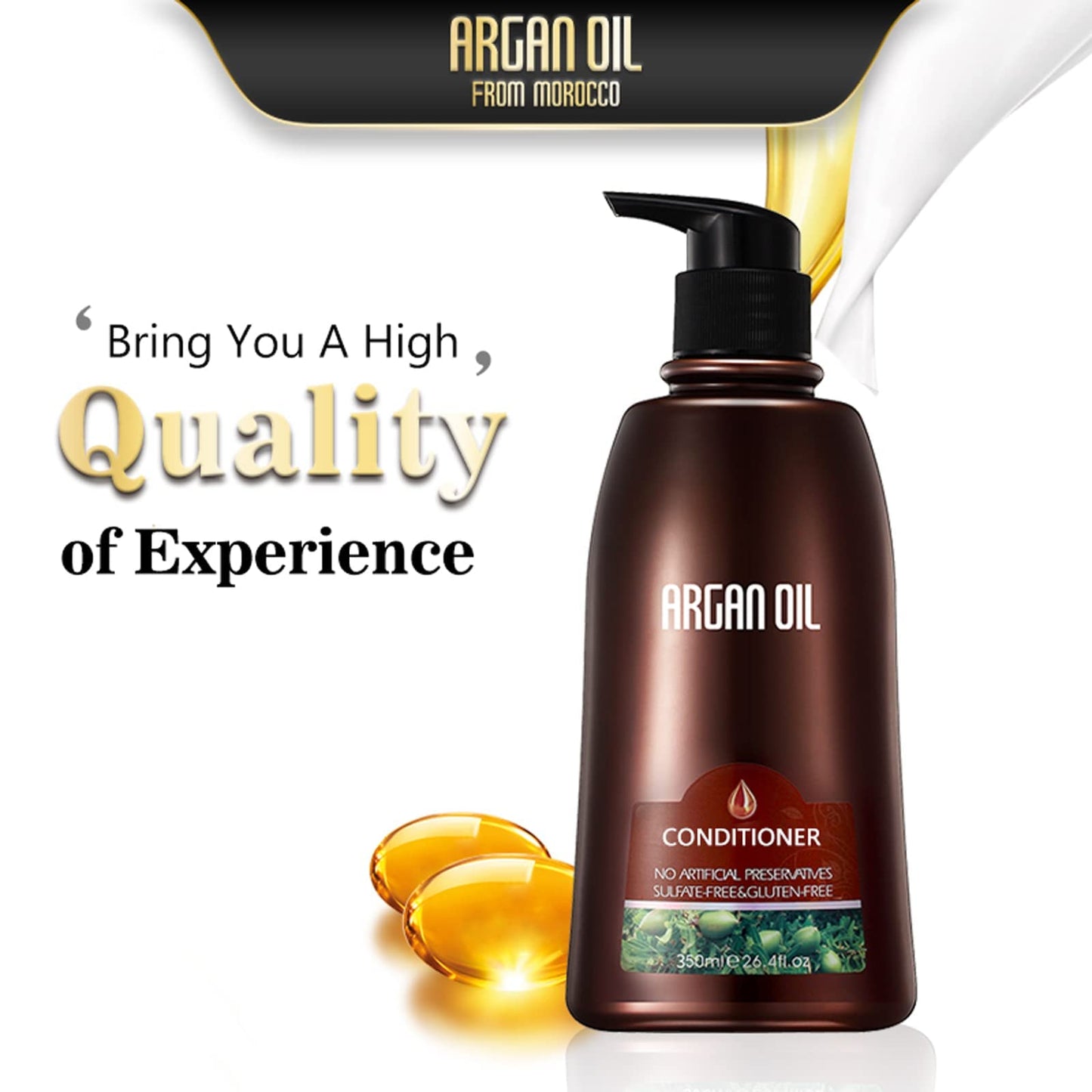 Moroccan Argan Oil Shampoo and Conditioner Sets with Hair Mask, Color Safe Smooth Add Shine Hair Treatment, UV Protection, Intense Moisturizing For Dry, Damaged, Frizzy,3 pack with Gift Box