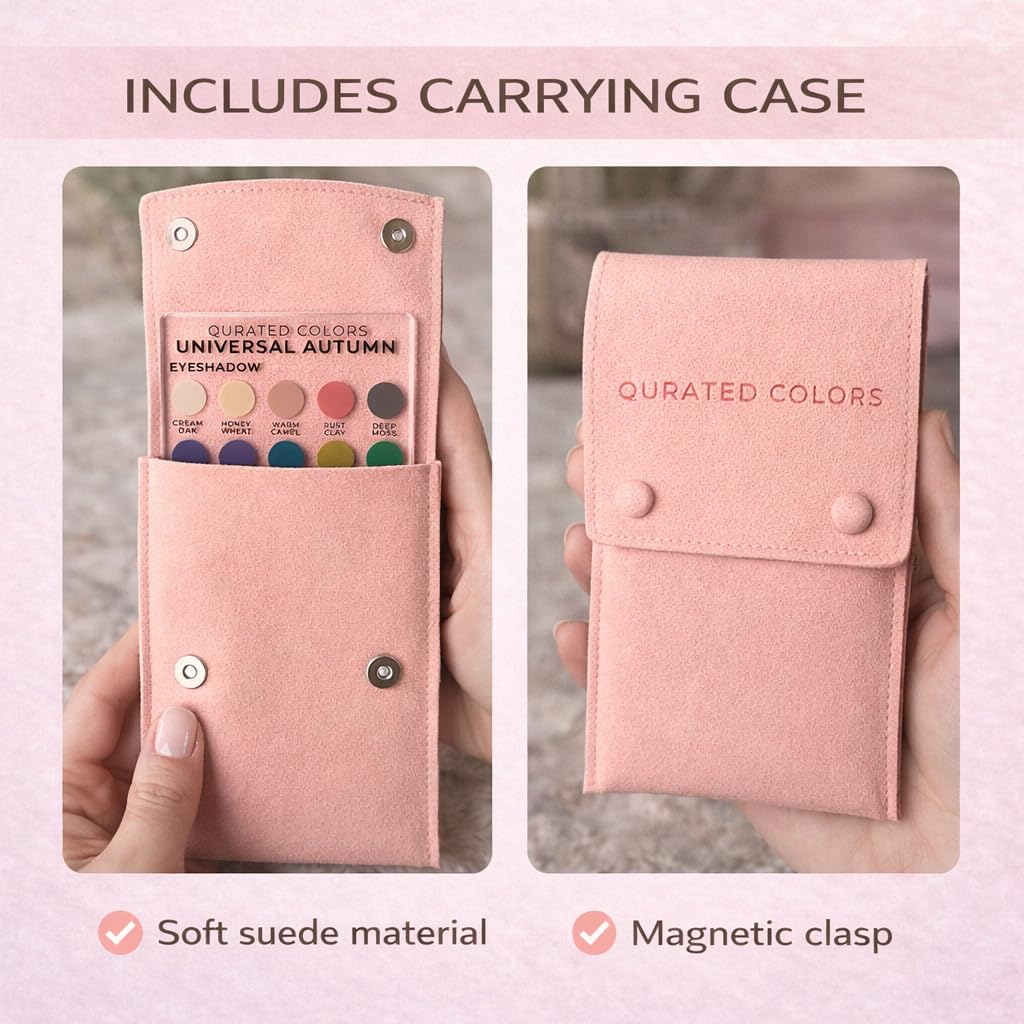 Qurated Colors Universal Autumn Makeup Color Guide – Eyeshadow, Lip, Blush & Eyeliner Palette Reference Card – Acrylic Seasonal Color Tool (Autumn)