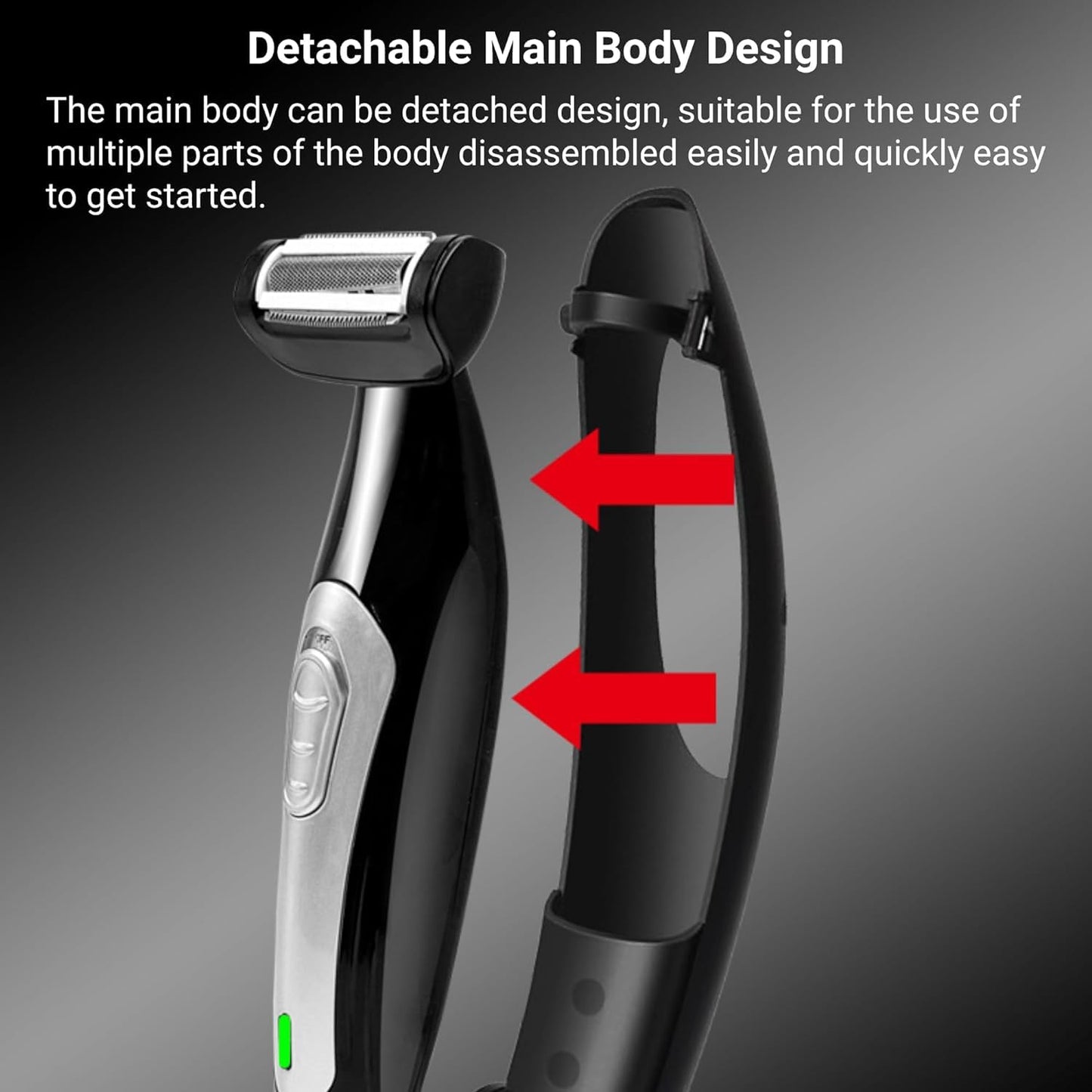 Multi Fuctional Chest Back Shavers for Men, Wet Dry Use Back Extreme Reach Removable Handle Shavers