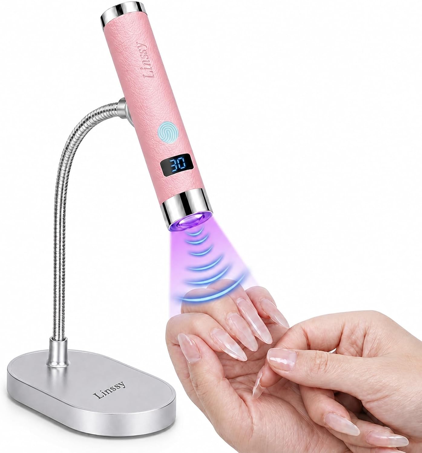 Mini UV Light for Nails - Portable Cordless Nail Lamp with Auto Sensor & Gooseneck Stand | Handheld Gel Curing Light