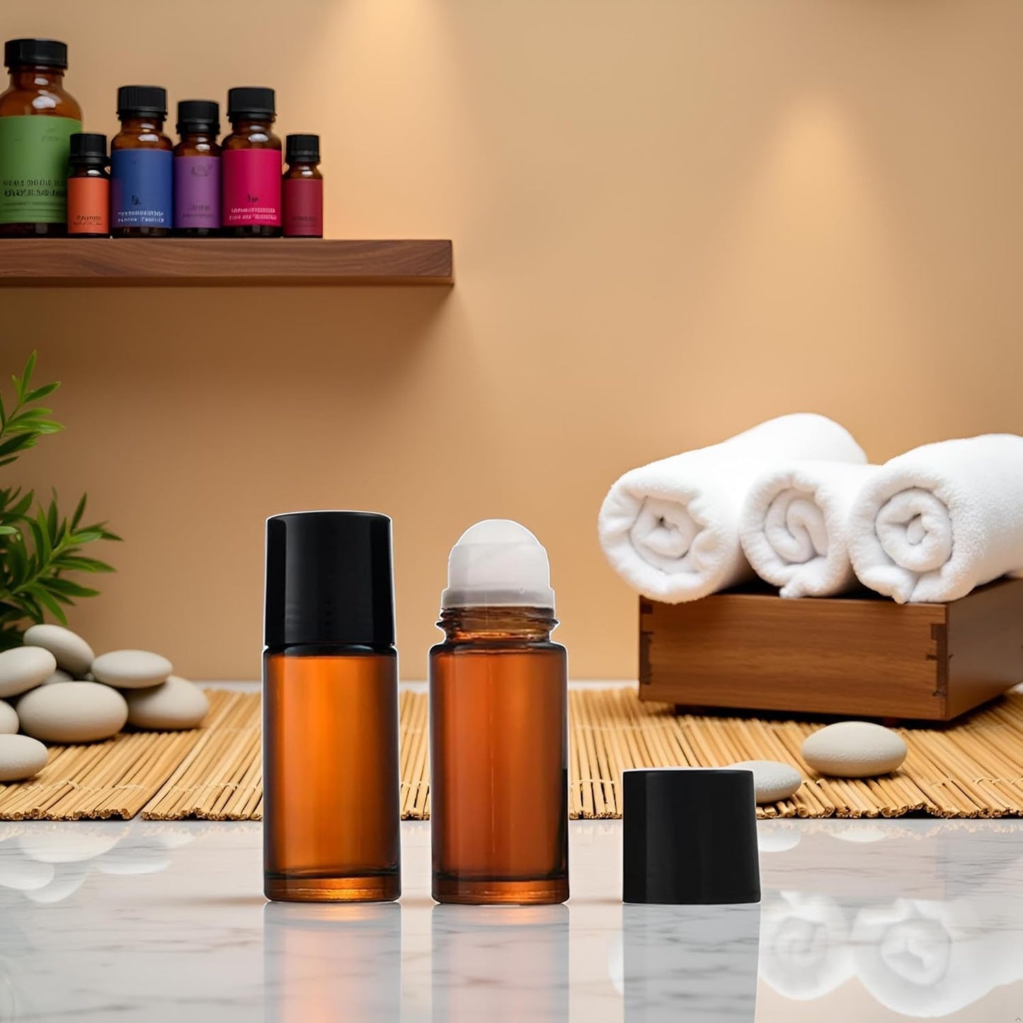 YuanHolumid 2Pcs Brown 30ml Glass Essential Oil Roller Bottles Refillable Roll on Bottles Empty Deodorant Bottle Containers Rollerball for Fragrance Roller