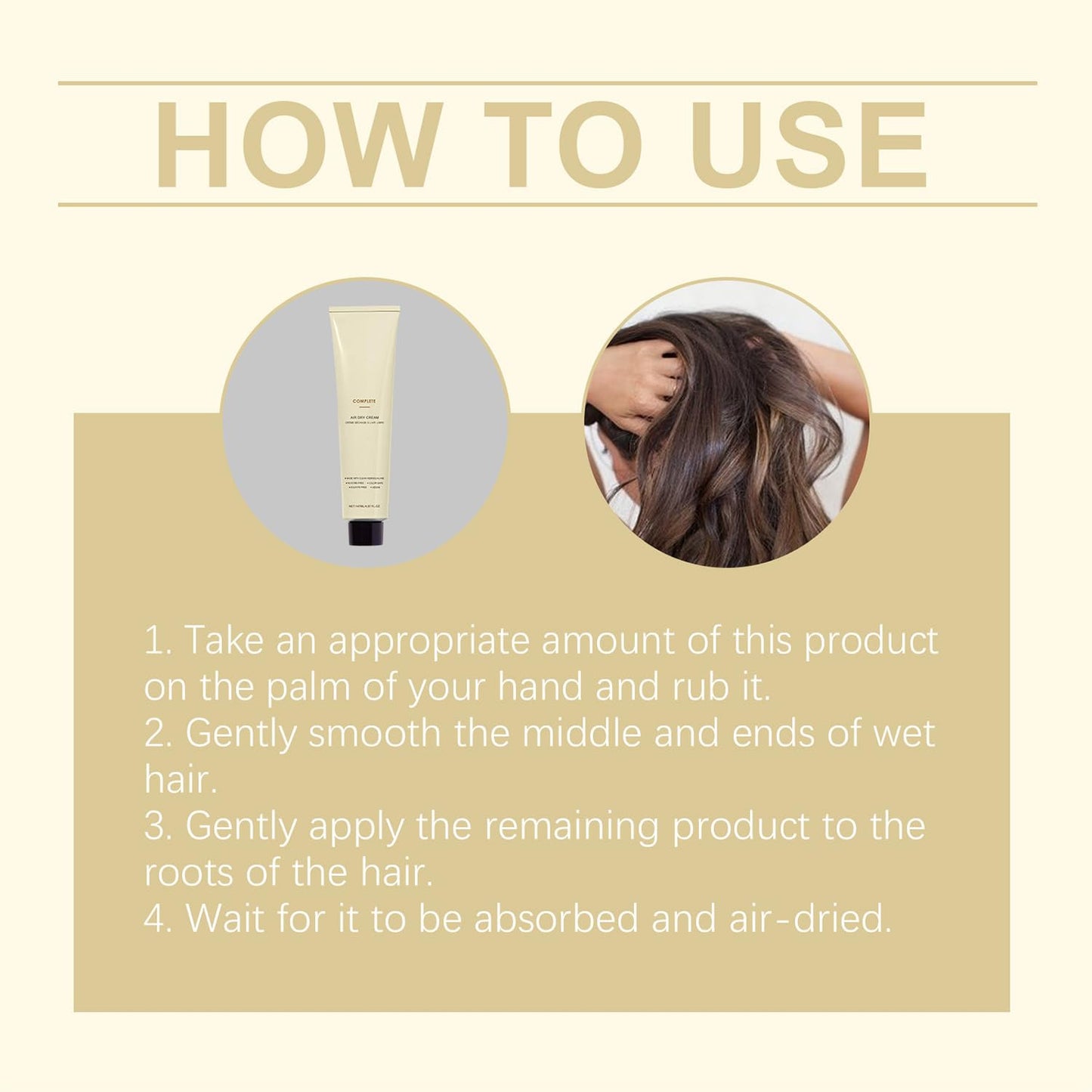 Air Dry Cream for Hair - Frizz Control Styling Cream | Lightweight Moisturizer for Soft Hold, 4.97 fl oz
