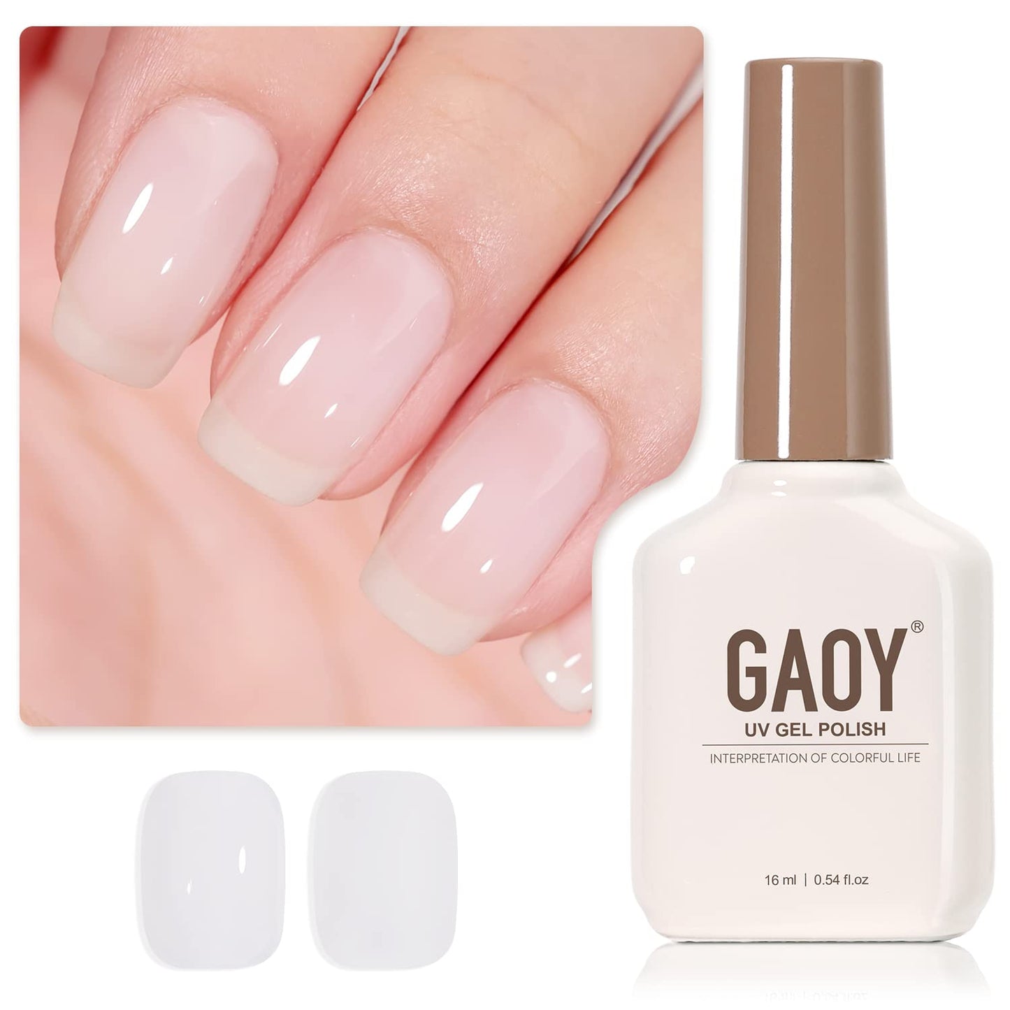 Sheer Light Pink Gel Nail Polish - 16ml UV Cure Jelly Milky White Peach for DIY Manicure & Pedicure