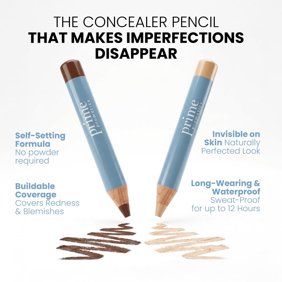 Perfecting Concealer Pencil for Mature Skin - Covers Dark Circles & Age Spots | 12-Hour Waterproof, Crease-Free (Chocolate)