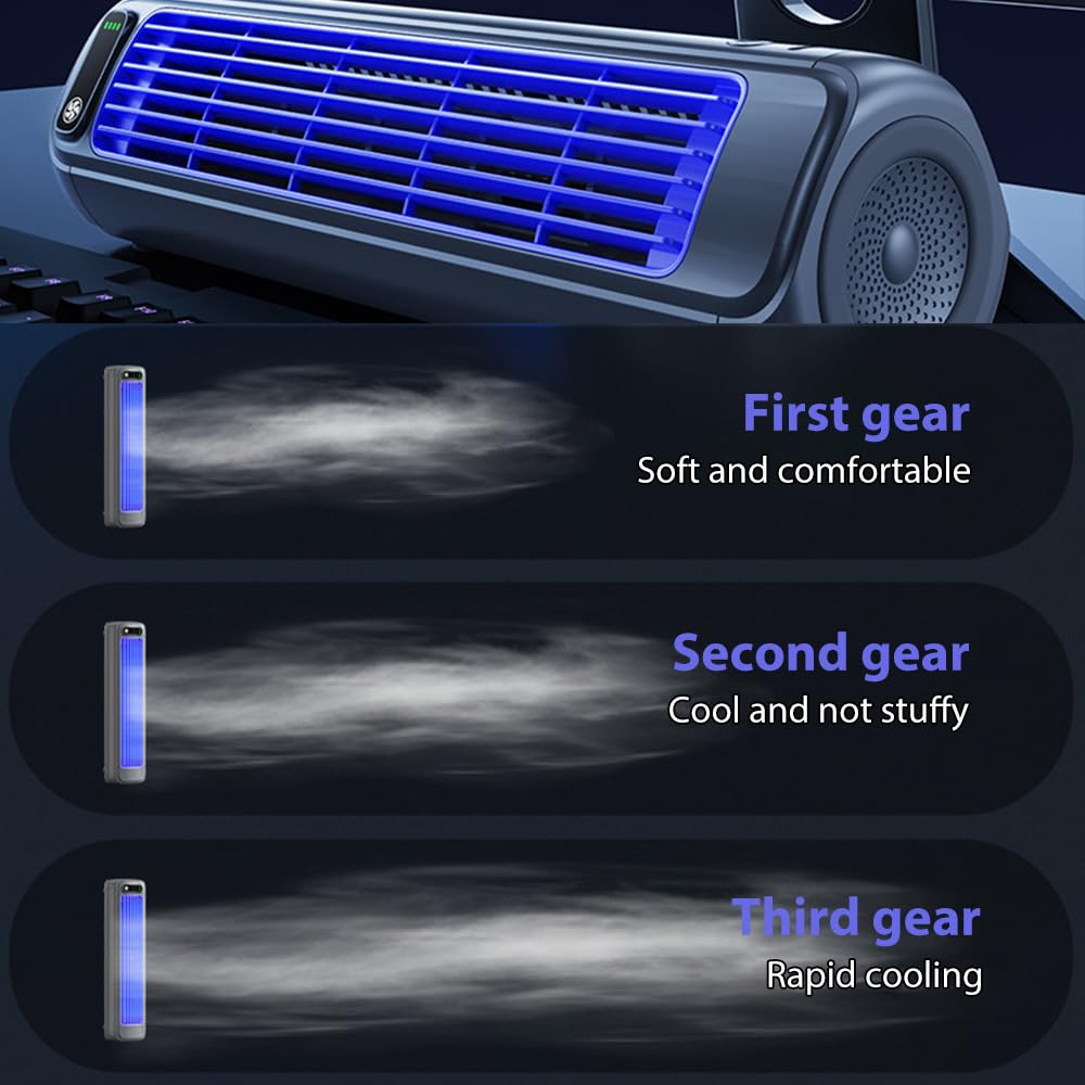 Portable Air Conditioner Cooling Fan Quiet with 3 Speeds, 2026 Upgraded Portable Handheld Turbo Fan, Adjustable Speed Fan for Bedroom, USB Desk Fan for Office Worker (Grey)