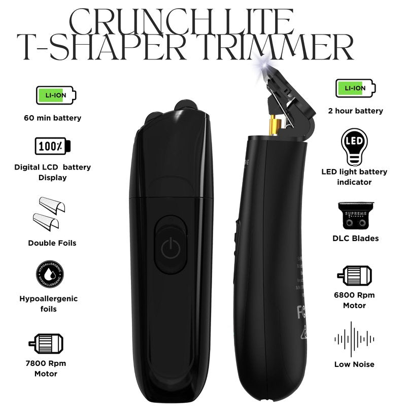 Supreme Trimmer T-Fader Foil Shaver | 120 Min Run Time USB-C Electric Razor | Waterproof IPX6 Shaver for Barber or Home Use | STF501