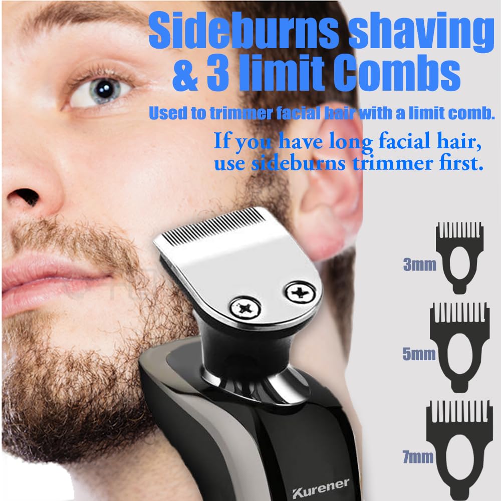 Electric Shaver Razor for Men - Rechargeable & 100% Waterproof Rotary Shaving with Nose & Sideburn Trimmers | Face Cleaning Brush