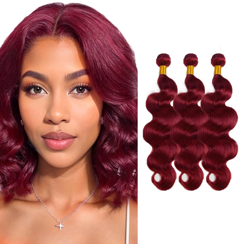 99j Human Hair Bundles Burgundy Body Wave Bundles 12 14 16 inch Red Bundle Human Hair 99J Body Wave Bundle 150g