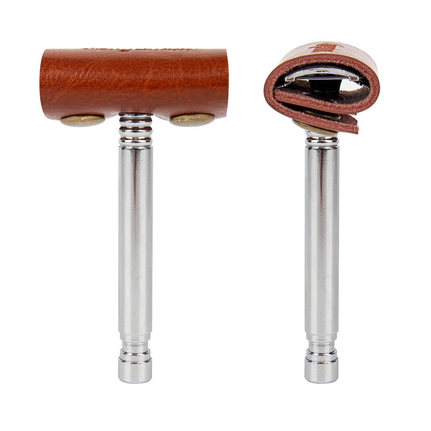 2 Pack Genuine Leather Safety Razor Protective Cover, Double Edge Razor Head Protecting Sheath, Blade Guard Shaving Travel Cover
