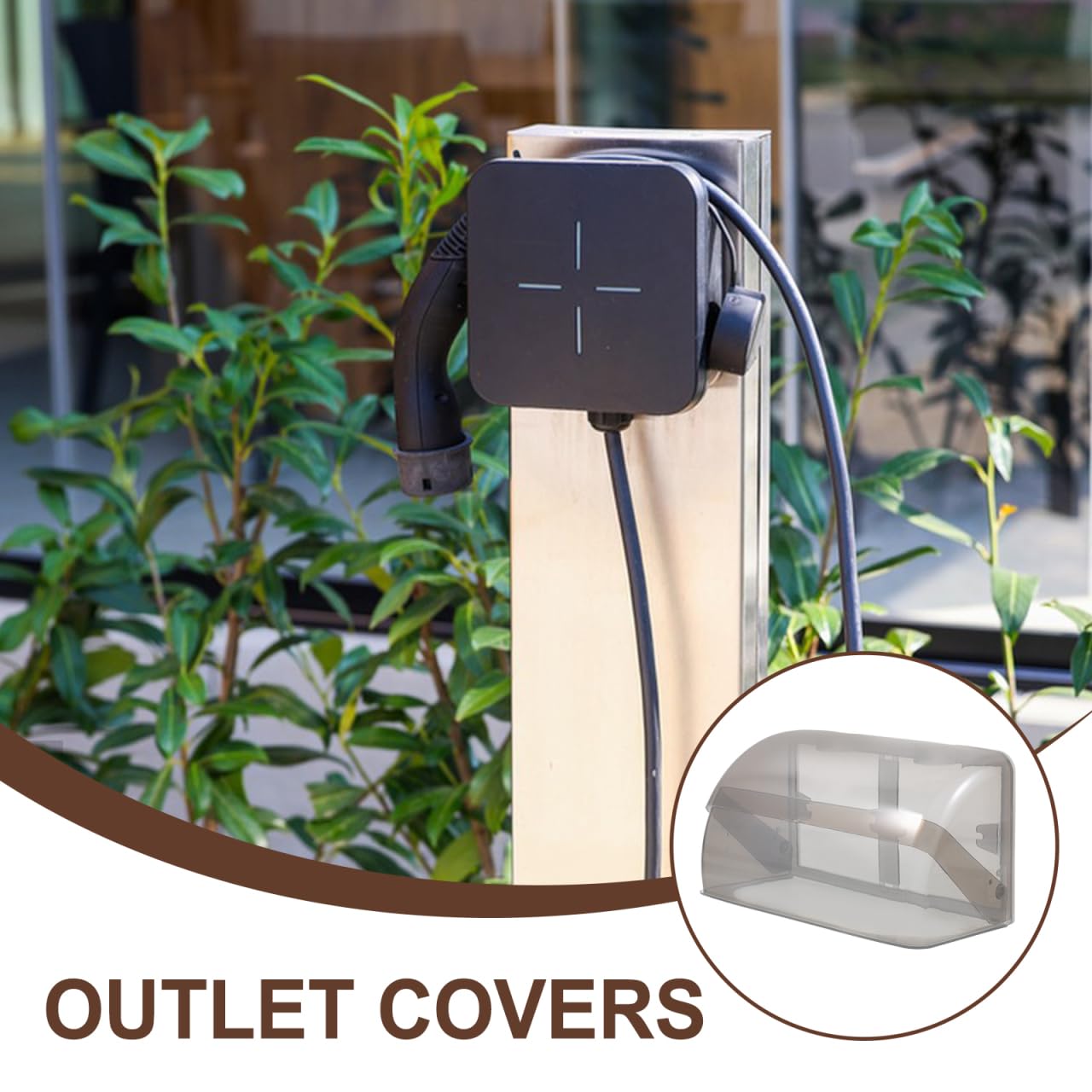 POPETPOP Outdoor Waterproof Outlet Cover with Weatherproof Switch and Plug Protector Universal Electrical Socket Box Cover 7.68X7.68X3.35 Inches for Outdoor Charging Station Safety