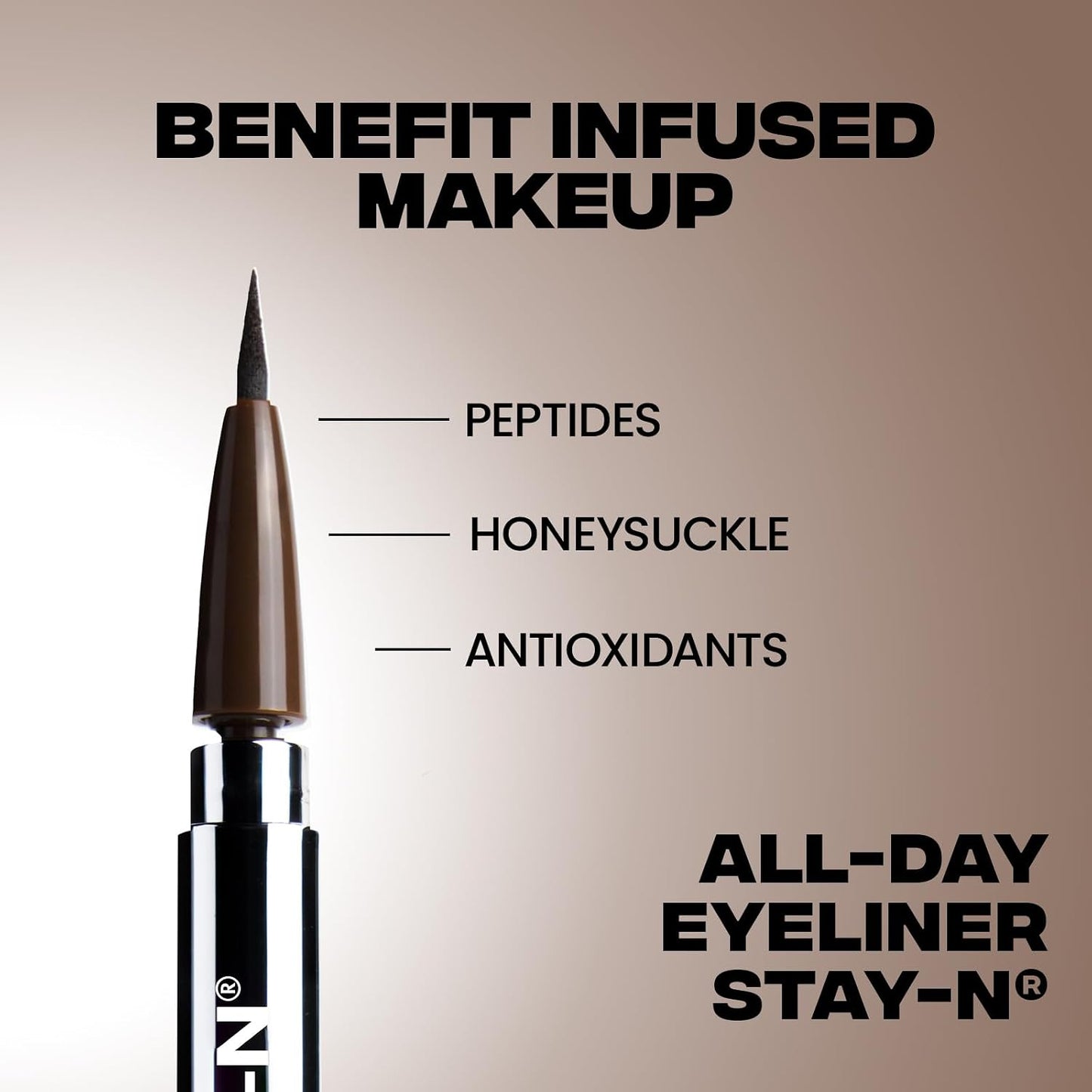 Liquid Eyeliner Pen - STAY-N Long Wear Waterproof with Ultra-Precise 360° Tip | Smudge-Proof Vegan Eye Makeup