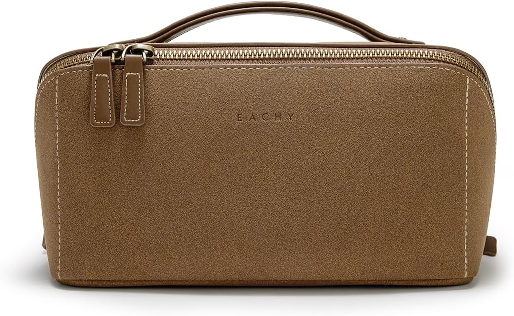 Travel Makeup Bag - Large Capacity Waterproof PU Leather Cosmetic Organizer for Skincare & Brushes | Portable Toiletry Bag