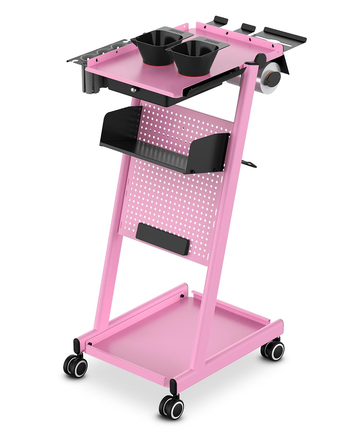 Premium Pegboard Trolley Cart - Multifunctional Rolling Tray with 360° Mute Wheels | Mobile DIY Workstation for Tattoo & Beauty Spa