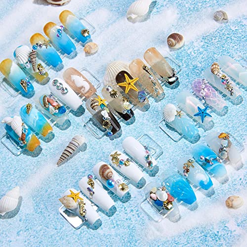 3 Boxes Beach Nail Art Charms Set - 12 Styles Seashell Starfish Conch Rhinestones
