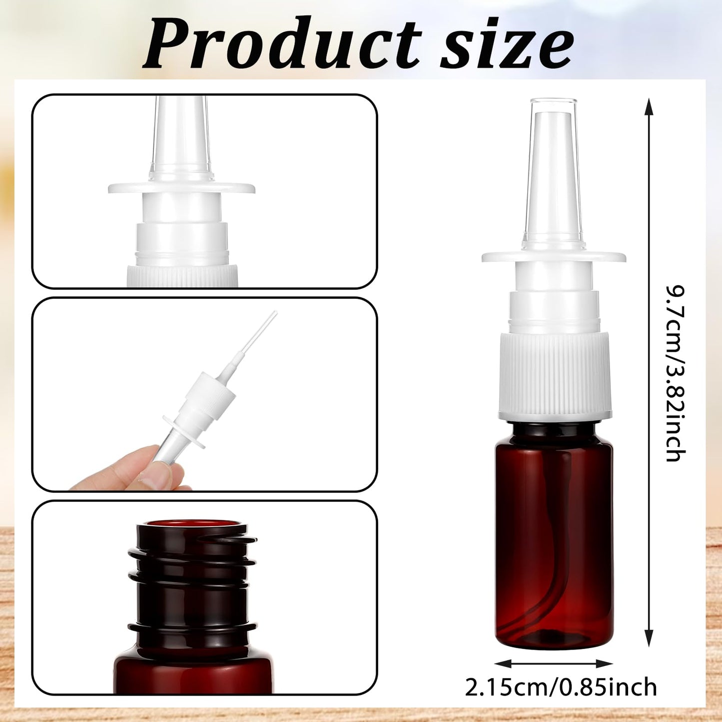Josojoou 10ML Nasal Spray Bottle 10 Pcs Fine Mist Sprayers Bottles Refillable Atomiser Empty Nose Spray Bottle for Perfume Essential Oils Wound Disinfectant(Brown)
