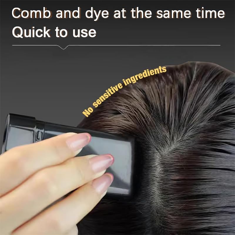 Portable Hair Dye Comb for Gray Hair Coverage - Waterproof & Sweat-Proof 2-in-1 Instant Dye for Men & Women | Black, 2pcs