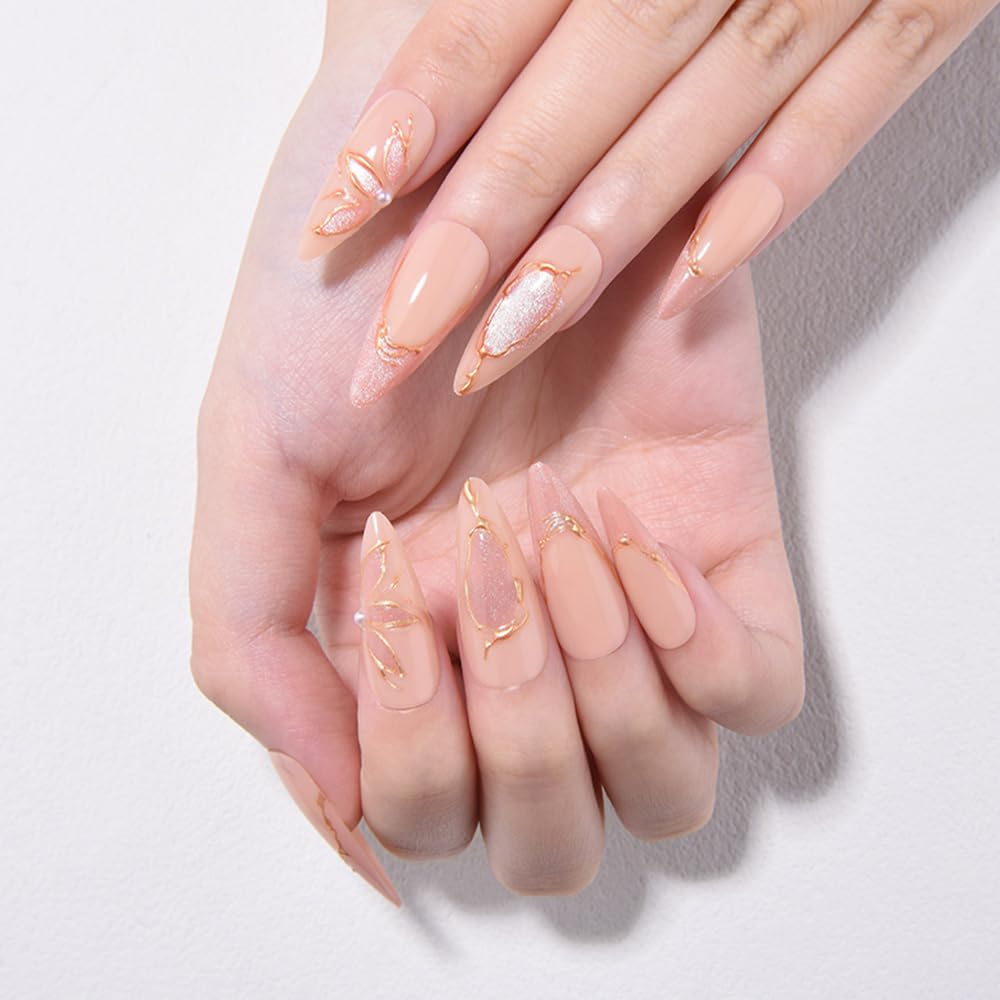 Ombre Press-On Nails - White & Light Pink Coffin Acrylic Design | 30 Pcs Reusable DIY Nail Art Kit for Women