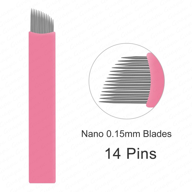 Guapa Professional Manual Microblading Pen Kit with 20 Disposable Microblading Needles - Matte Black/Pink Pen,Ergonomic Design for Eyebrow and Lip Tattooing (Kit 1-Pink)