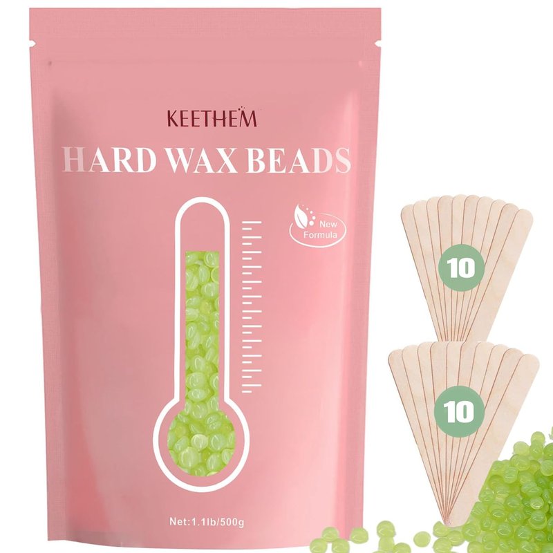 Hard Wax Painless Waxing Beads and Sticks for Full Body Hair Removal for Women and Men - 1.1lb/17.6oz Wax Beans with 20 Sticks for Sensitive Skin, Bikini, Brazilian, Armpit, Back and Chest