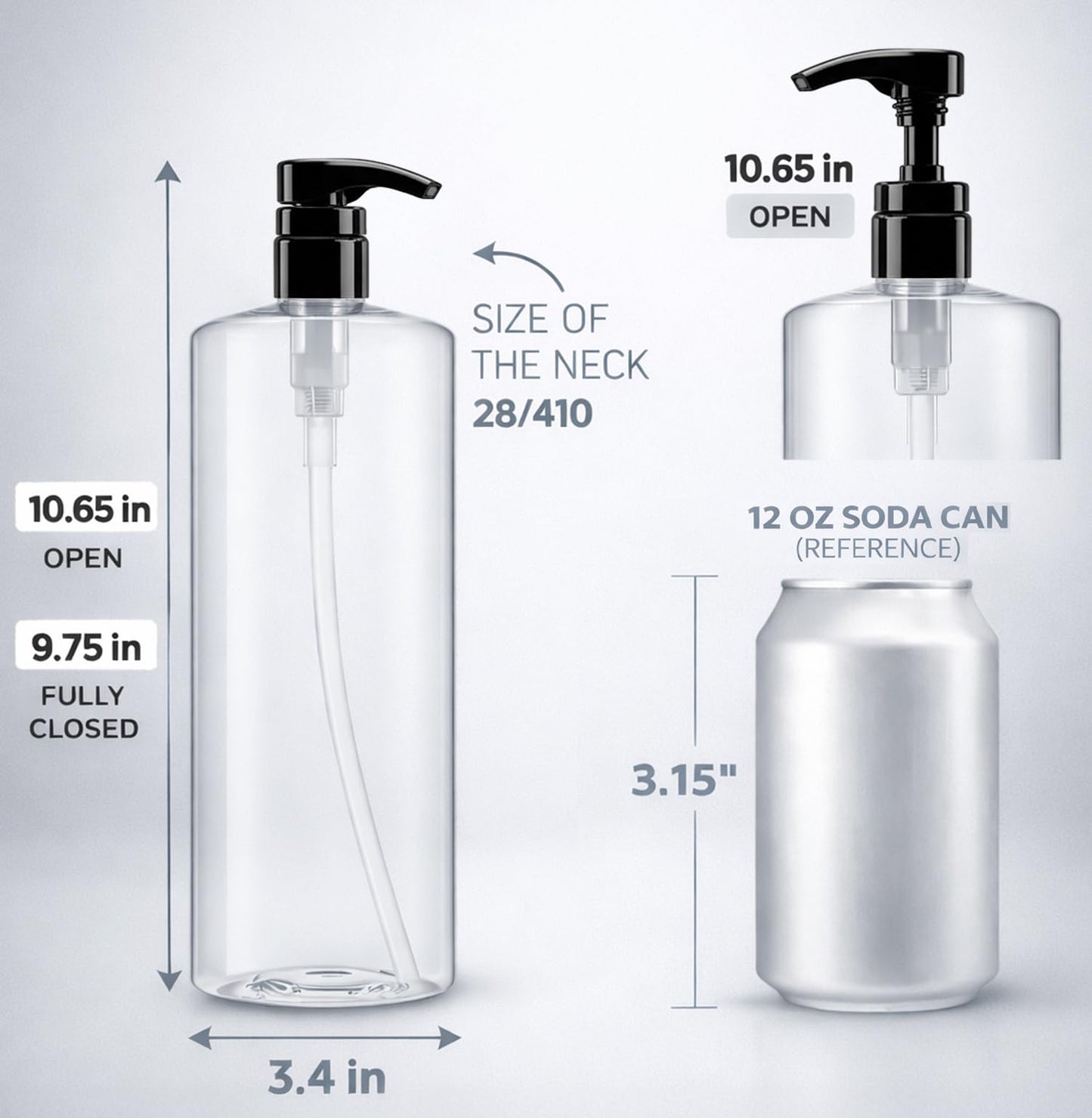 Bar5F Empty Pump Bottles 32 oz. (1-Liter) BPA-Free Crystal-Clear USA 2-Pack