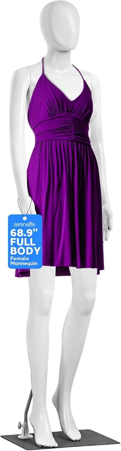 SereneLife Male Mannequin - Full Body Dress Form with Adjustable Stand | 74" Height, Detachable Head & Hands