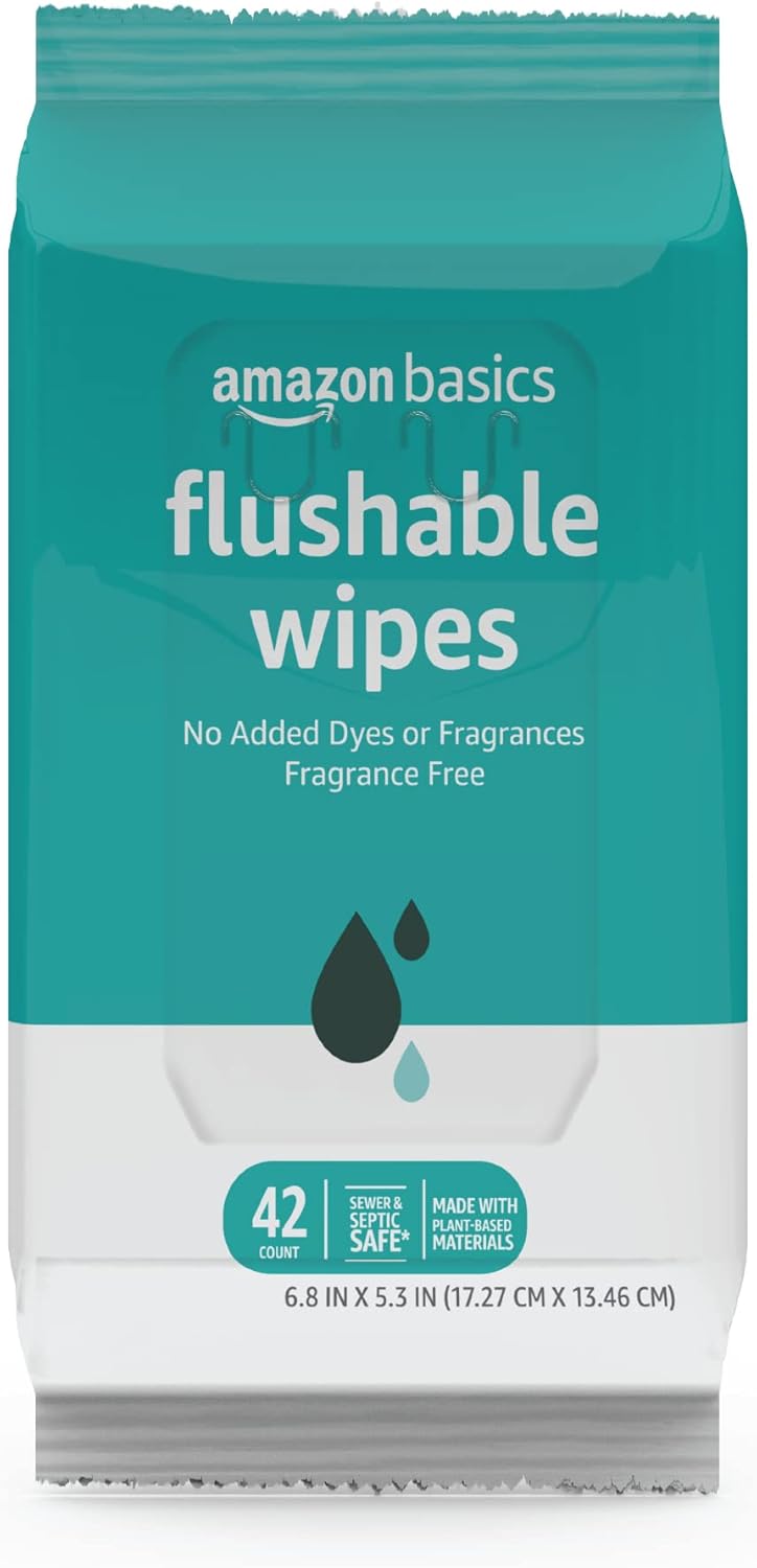 Flushable Adult Wet Wipes - Fragrance-Free, 126 Count (3 Packs of 42) | Gentle & Convenient