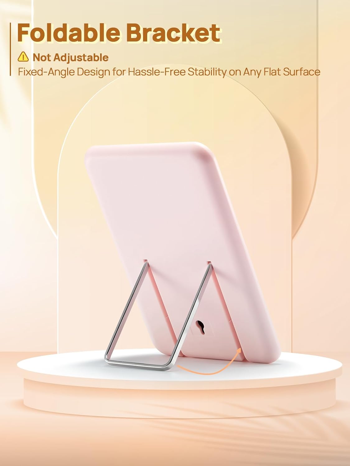 Desk Makeup Mirror - OMIRO 8 x 5 Inches Foldable Table Mirror with Hanging Hole | Pink for Travel and Shaving