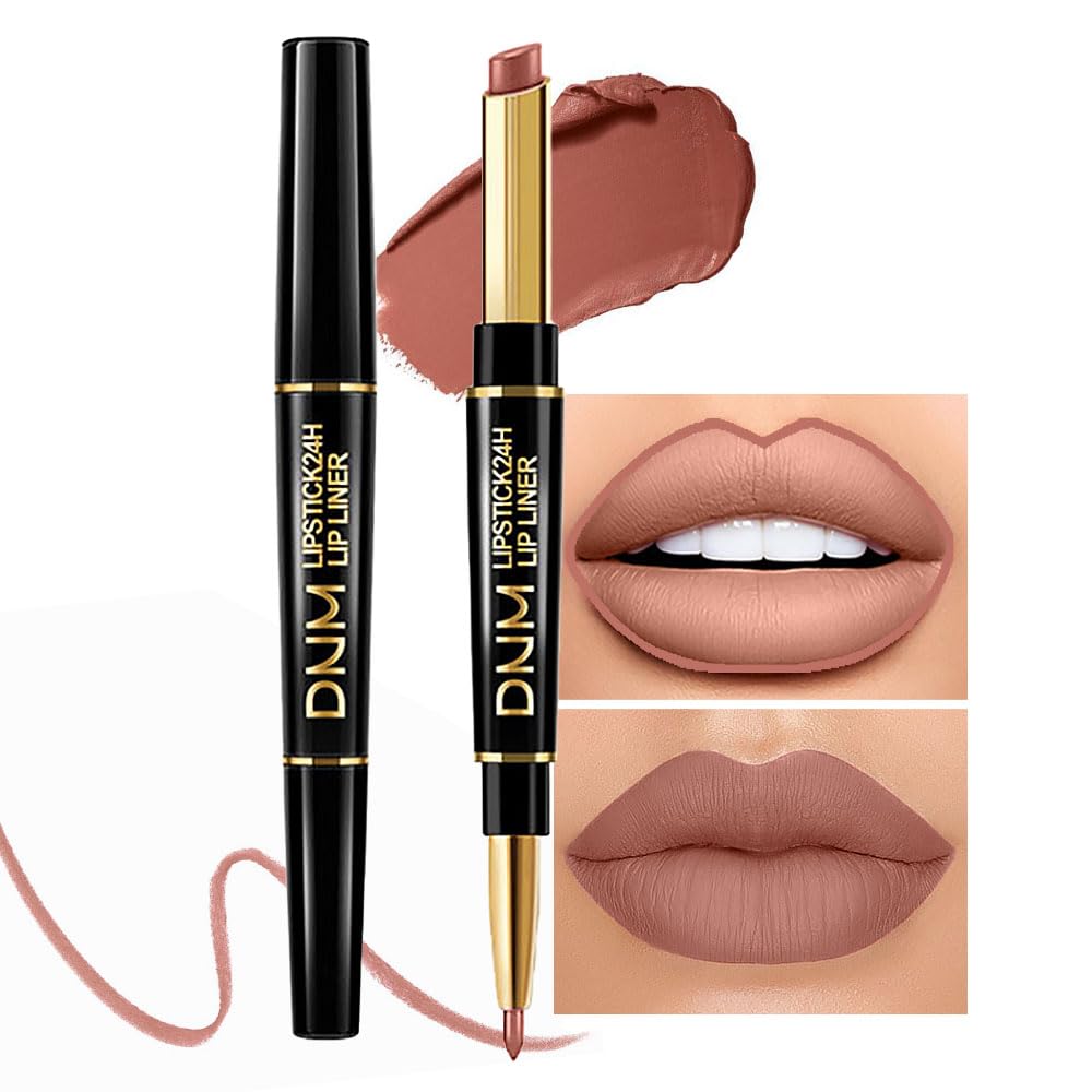 Chestnut Nude Brown Matte Lip Liner & Lipstick Set - Long Lasting, Waterproof, Smudge Proof | Antique Rose