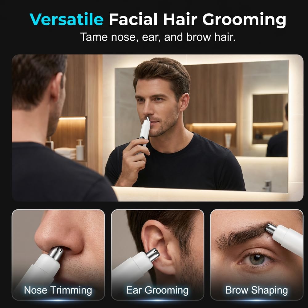 SENOY Nose Hair Trimmer for Men, 2026 New Electric Ear and Nose Hair Trimmer with LED Display, Type-C Rechargeable Mens Nose Hair Trimmer, Great Gifts for Elder, Dad (Mix-2PCS)