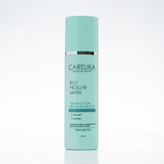 CARELIKA Jelly Micellar Water with Aloe – Gentle Facial Cleanser & Makeup Remover for Sensitive Skin – Hydrating Micellar Cleansing Water – 200ml