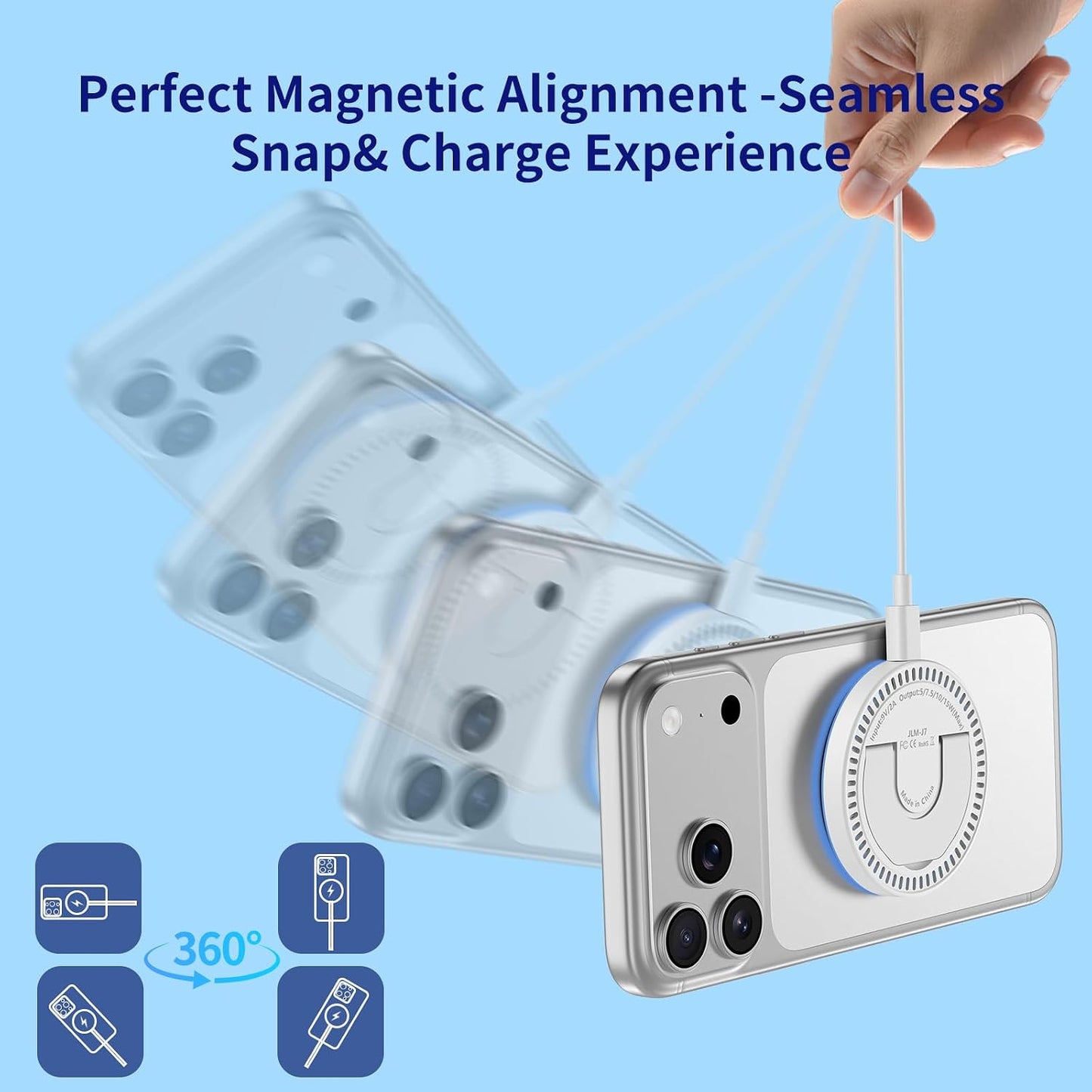 MagSafe Charger 2 Pack - 15W Magnetic Wireless Fast Charger with Foldable Kickstand | Compatible with iPhone 17/16/15/14/13/12 & AirPods