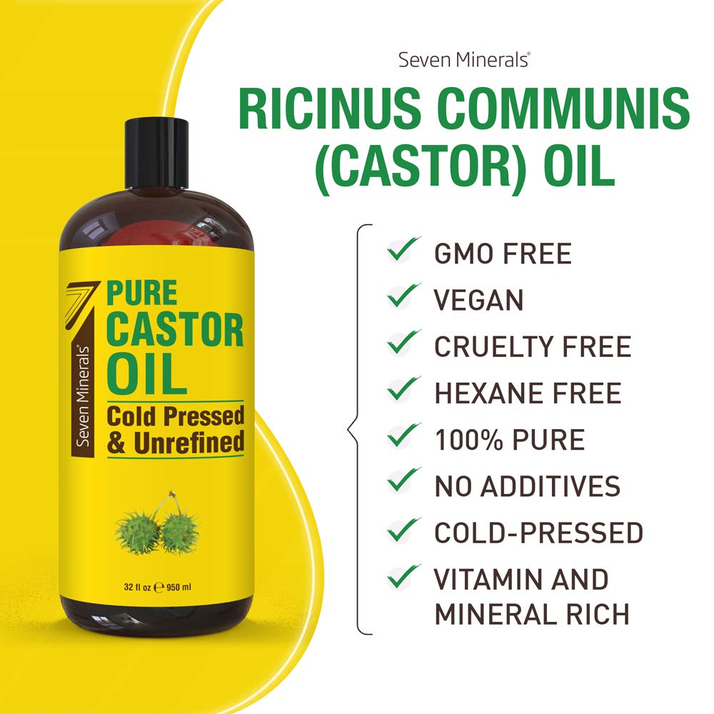 Pure Cold Pressed Castor Oil - 32 oz Unrefined & Hexane-Free | Boost Hair Growth, Thicker Eyelashes & Skin Healing