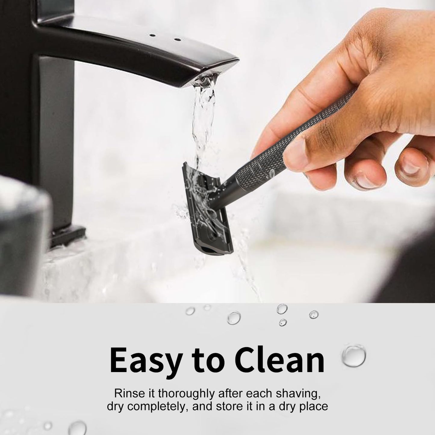 Matte Gun Black Double Edge Safety Razor, Single Blade Razors for Men and Women, with 10 Stainless Steel Safety Razor Blades, Reusable, Eco-friendly, Smooth and Close Shaving, Plastic Free