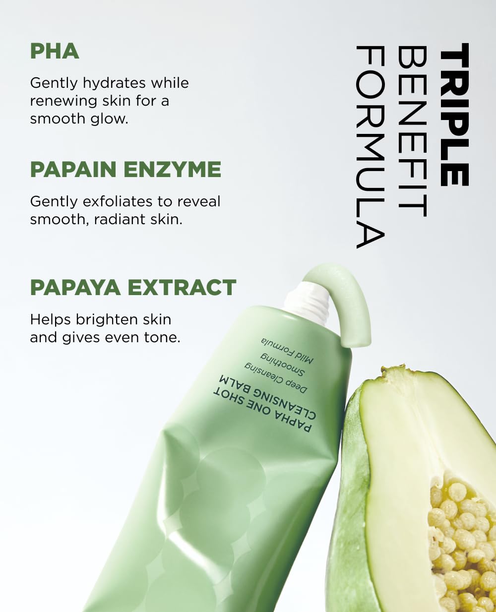 PAPHA One Shot Cleansing Balm - Korean 2-in-1 Melting Makeup Remover & Gentle Oil-to-Milk Cleanser with Papaya Enzyme | Hydrating & Smoothing (2.70 fl. oz.)