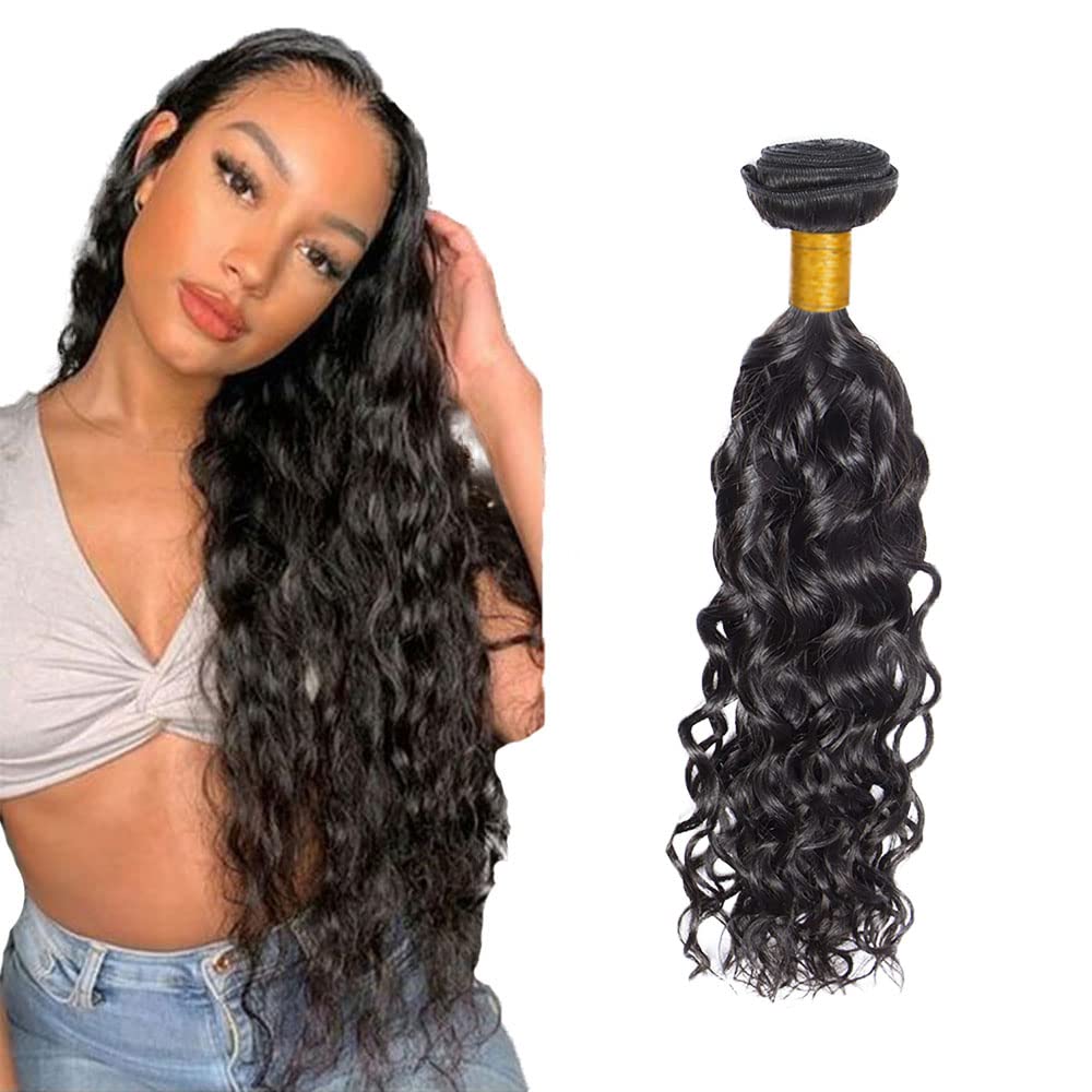18 Inch Water Wave Bundles Human Hair Bundles Brazilian Remy Hair #1B Natural Black Color 50 Grams/Bundle Unprocessed Virgin Hairs Water Wave 1 Bundle Weaves Hair Extensions