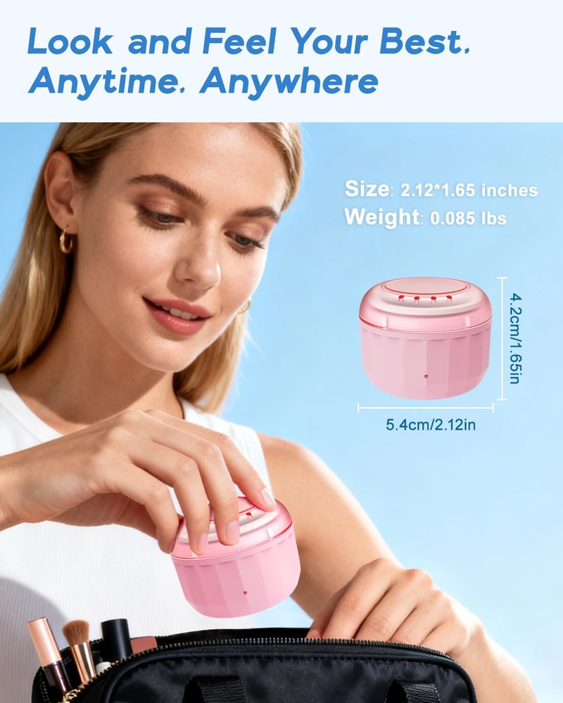 Nose Hair Wax Kit, Mini Waxing Kit for Women Men with 100g Beads, 10 Applicators, 10 Nose Hair Sticks, Protable Wax Warmer Machine for Hair Removal, Ear Eyebrow Waxing Kit for Home Travel Use - Pink