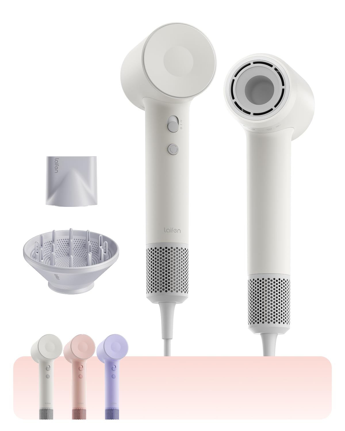 Laifen SE 2 High-Speed Hair Dryer - 200 Million Ionic Technology | Lightweight, Low Noise, Smart Temp Control, Matte White