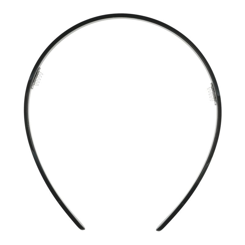 Thin Headband for Women, 1/4" Ultracomfort Plastic Headband, Black & White Horn, Flexible, No Slip Gentle Teeth, All-Day Hold | France Luxe