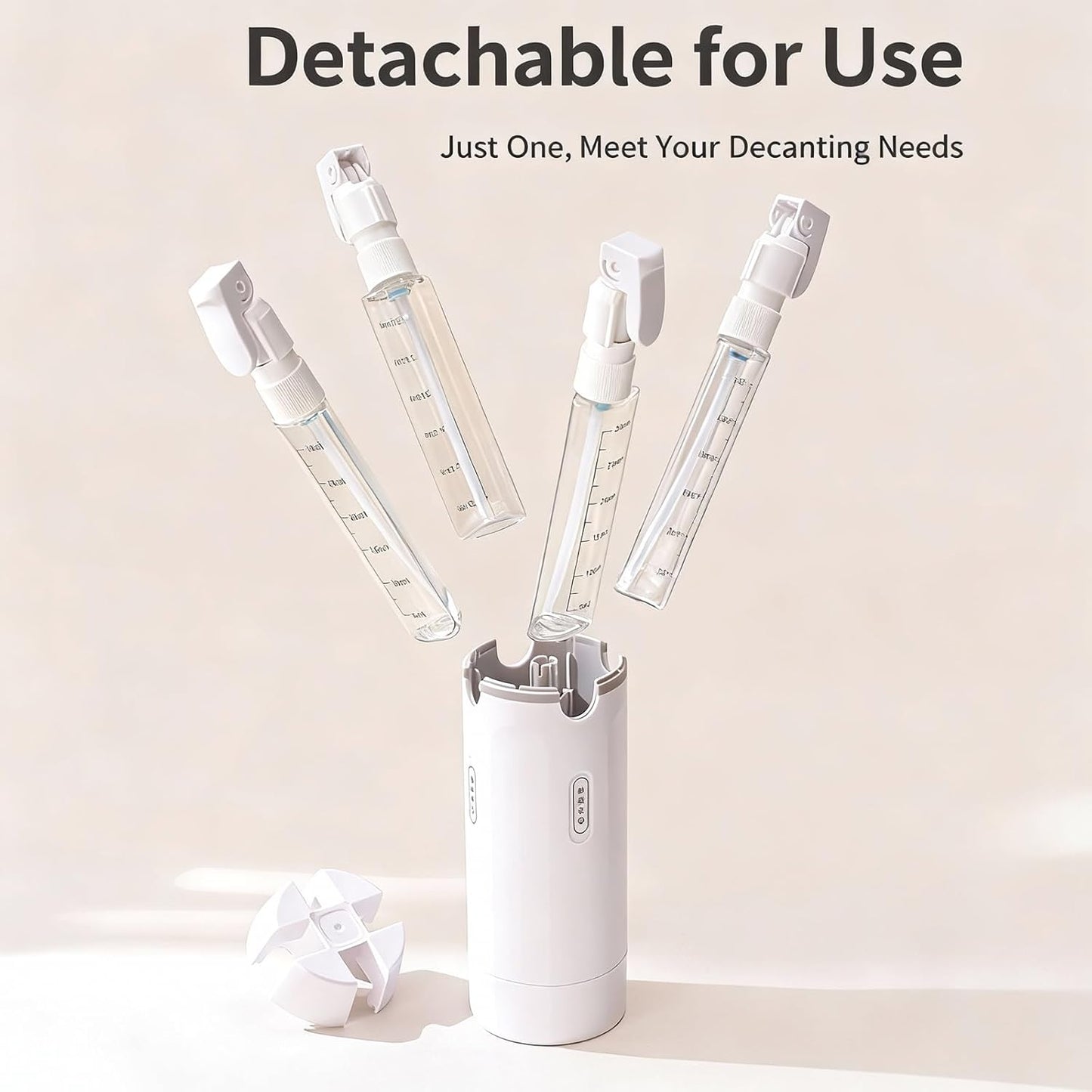 Travel Dispenser Bottle - 4 in 1 Refillable Leak-Proof Toiletry Bottles | Light Green & White, 16.5cm x 5.5cm