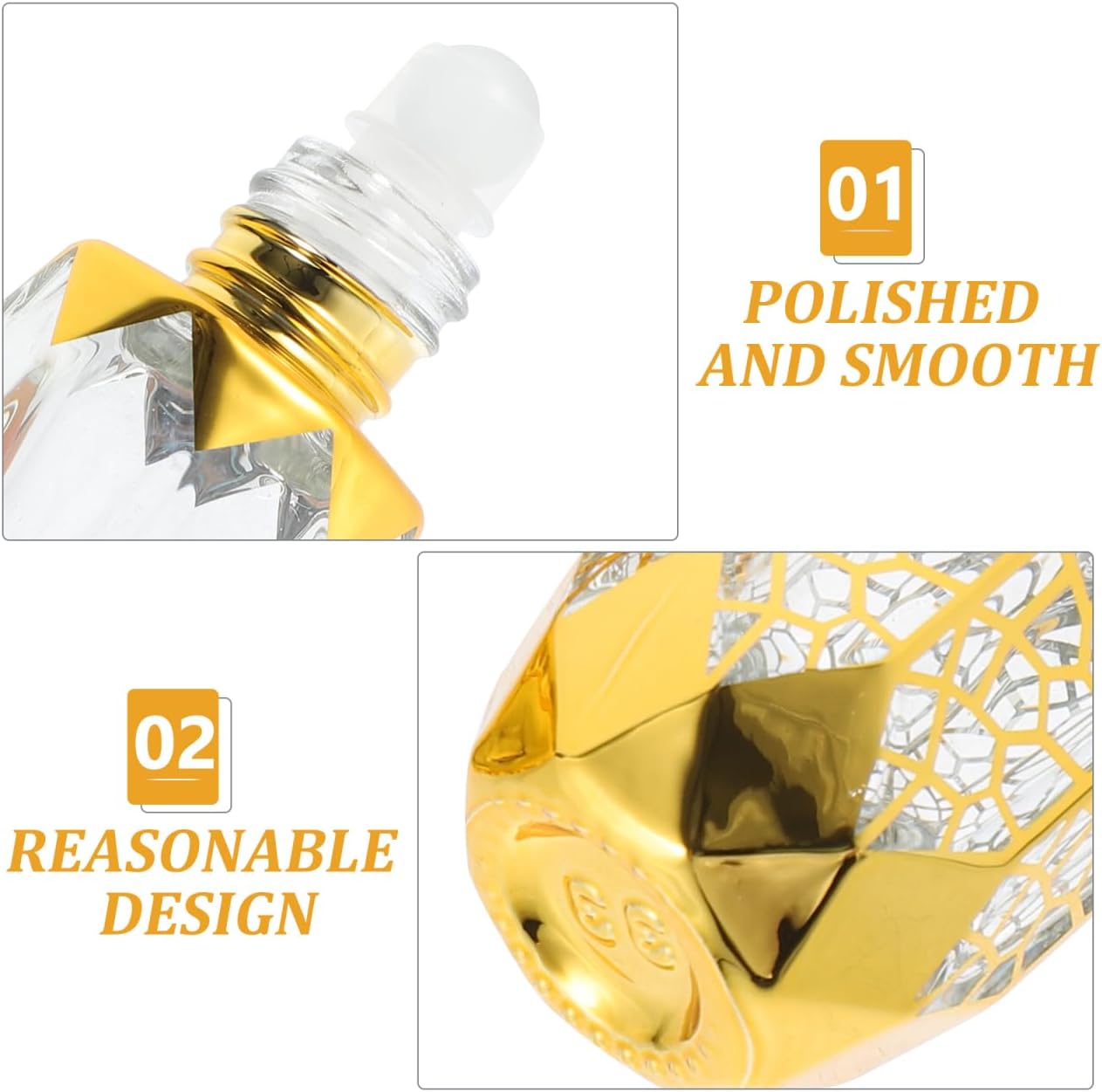 Essential Oil Roller Bottles - 4Pcs Refillable Glass Roll-On with Leak-Proof Metal Ball | Portable Travel Size for Aromatherapy