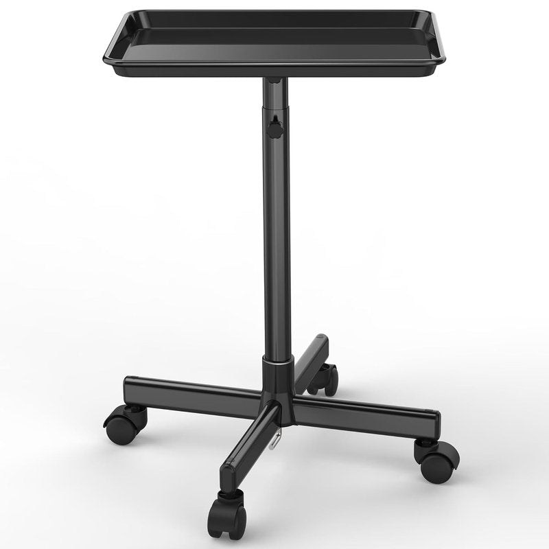 Salon Tray on Wheels - Adjustable Rolling Trolley for Hair, Tattoo & Clinic Essentials | Ample Storage - Black