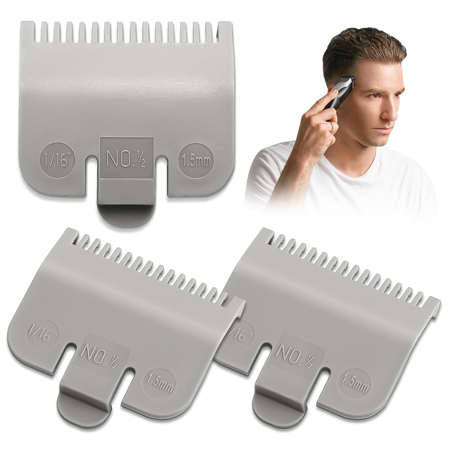 Hair Clipper Guards Set - 2 Pack Replacement for 1/2 Wahl Clipper | 1/16" 1.5mm Attachments for Barbers