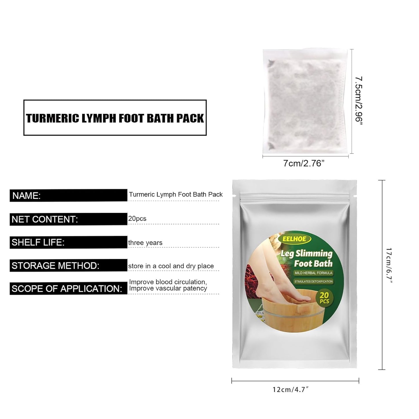 Lymphatic Drainage Ginger Foot Soak - 20PCS Natural Mugwort Herb Bath Bags for Muscle Relaxation & Leg Slimming