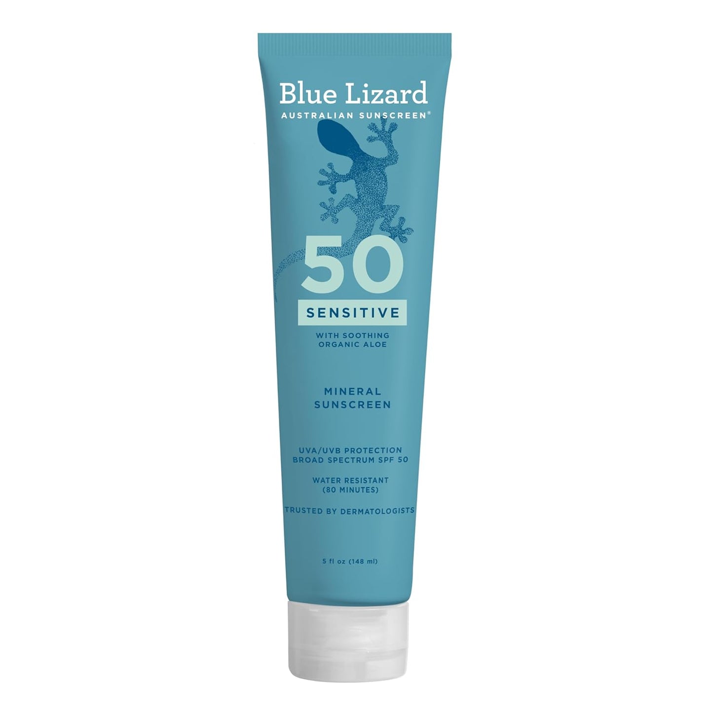 Blue Lizard Sensitive Mineral Sunscreen SPF 50 - 100% Mineral UVA/UVB Protection with Aloe Vera | 5 fl oz